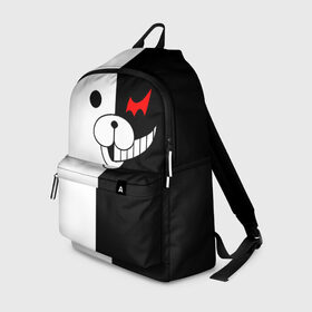 Рюкзак 3D с принтом MONOKUMA (КАПЮШОН) МОНОКУМА в городе Новоалтайск, 100% полиэстер | лямки с регулируемой длиной, сверху петелька, чтобы рюкзак можно было повесить на вешалку. Основное отделение закрывается на молнию, как и внешний карман. Внутри два дополнительных кармана, один из которых закрывается на молнию. По бокам два дополнительных кармашка | anime | bear | black  white | danganronpa | kurokuma | monodam | monokuma | monomi | monotaro | pink | rabbit | school | shirokuma | аниме | главарь | мoноми | монокума | черно белый | школа