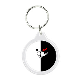 Брелок круглый с принтом MONOKUMA (КАПЮШОН) | МОНОКУМА в городе Новоалтайск, пластик и полированная сталь | круглая форма, металлическое крепление в виде кольца | anime | bear | black  white | danganronpa | kurokuma | monodam | monokuma | monomi | monotaro | pink | rabbit | school | shirokuma | аниме | главарь | мoноми | монокума | черно белый | школа