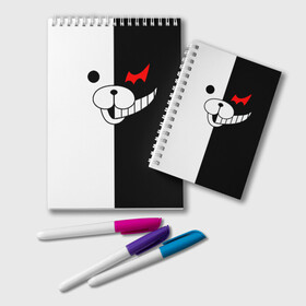 Блокнот с принтом MONOKUMA (КАПЮШОН) | МОНОКУМА в городе Новоалтайск, 100% бумага | 48 листов, плотность листов — 60 г/м2, плотность картонной обложки — 250 г/м2. Листы скреплены удобной пружинной спиралью. Цвет линий — светло-серый
 | anime | bear | black  white | danganronpa | kurokuma | monodam | monokuma | monomi | monotaro | pink | rabbit | school | shirokuma | аниме | главарь | мoноми | монокума | черно белый | школа