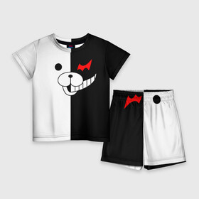 Детский костюм с шортами 3D с принтом MONOKUMA (КАПЮШОН)  МОНОКУМА в городе Новоалтайск,  |  | anime | bear | black  white | danganronpa | kurokuma | monodam | monokuma | monomi | monotaro | pink | rabbit | school | shirokuma | аниме | главарь | мoноми | монокума | черно белый | школа
