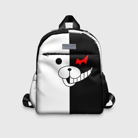 Детский рюкзак 3D с принтом MONOKUMA (КАПЮШОН) | МОНОКУМА в городе Новоалтайск, 100% полиэстер | лямки с регулируемой длиной, сверху петелька, чтобы рюкзак можно было повесить на вешалку. Основное отделение закрывается на молнию, как и внешний карман. Внутри дополнительный карман. По бокам два дополнительных кармашка | anime | bear | black  white | danganronpa | kurokuma | monodam | monokuma | monomi | monotaro | pink | rabbit | school | shirokuma | аниме | главарь | мoноми | монокума | черно белый | школа