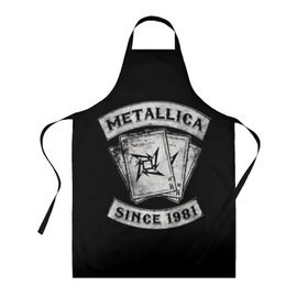 Фартук 3D с принтом Metallica в городе Новоалтайск, 100% полиэстер | общий размер — 65 х 85 см, ширина нагрудника — 26 см, горловина — 53 см, длина завязок — 54 см, общий обхват в поясе — 173 см. Принт на завязках и на горловине наносится с двух сторон, на основной части фартука — только с внешней стороны | album | black | concert | heavy | kirk | metal | metallica | music | rock | tolls | джеймс хэтфилд | кирк хэмметт | клифф бёртон | ларс ульрих | метал | металлика | трэш