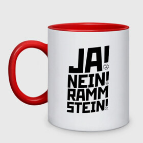 Кружка двухцветная с принтом RAMMSTEIN в городе Новоалтайск, керамика | объем — 330 мл, диаметр — 80 мм. Цветная ручка и кайма сверху, в некоторых цветах — вся внутренняя часть | Тематика изображения на принте: du hast | mein herz | rammstein | rammstein rock | ramstein | группа rammstein | концерт рамштайн | рамштайн | рамштайн дойчланд | тилль линдеманн | у хаст