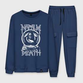 Мужской костюм хлопок с принтом Napalm Death в городе Новоалтайск, 100% хлопок | на свитшоте круглая горловина, мягкая резинка по низу. Брюки заужены к низу, на них два вида карманов: два “обычных” по бокам и два объемных, с клапанами, расположенные ниже линии бедра. Брюки с мягкой трикотажной резинкой на поясе и по низу штанин. В поясе для дополнительного комфорта — широкие завязки | британская | грайндкор | грайндкор группа | дэт метал | краст панк | марк гринуэй | митч харрис | шэйн эмбери