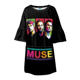 Детское платье 3D с принтом Muse в городе Новоалтайск, 100% полиэстер | прямой силуэт, чуть расширенный к низу. Круглая горловина, на рукавах — воланы | alternative | british | men | muse | music | progressive | rock | rock band | space rock | symphonic | three | trio | uk | альтернативный | британская | великобритания | до | крис уолстенхолм | мужчины | муза | музыка | мэттью беллами