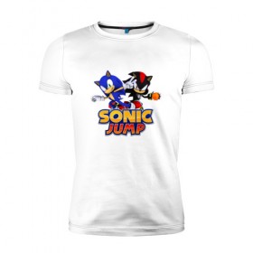 Мужская футболка премиум с принтом SONIC JUMP в городе Новоалтайск, 92% хлопок, 8% лайкра | приталенный силуэт, круглый вырез ворота, длина до линии бедра, короткий рукав | hedgehog | metal sonic | silver | silver the hedgehog | sonic | sonic boom | sonic the hedgehog | ёж сонник | игры | соник | фильмы