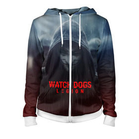 Женская толстовка 3D на молнии с принтом WATCH DOGS LEGION в городе Новоалтайск, 100% полиэстер | длина до линии бедра, манжеты и пояс оформлены мягкой тканевой резинкой, двухслойный капюшон со шнурком для регулировки, спереди молния, по бокам два кармана | action | ct os | ded sec | fox | game | hacker | legion | watch dogs | watch dogs 2 | watch dogs legion | знак лиса | игра | компьютерная игра | легион | хакер