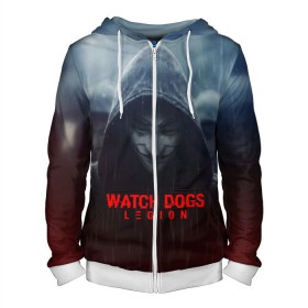 Мужская толстовка 3D на молнии с принтом WATCH DOGS LEGION в городе Новоалтайск, 100% полиэстер | длина до линии бедра, манжеты и пояс оформлены мягкой тканевой резинкой, двухслойный капюшон со шнурком для регулировки, спереди молния, по бокам два кармана | action | ct os | ded sec | fox | game | hacker | legion | watch dogs | watch dogs 2 | watch dogs legion | знак лиса | игра | компьютерная игра | легион | хакер