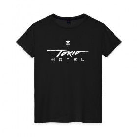 Женская футболка хлопок с принтом Tokio Hotel в городе Новоалтайск, 100% хлопок | прямой крой, круглый вырез горловины, длина до линии бедер, слегка спущенное плечо | hotel | island | tokio | tokio hotel | альтернативный | билл каулитц | георг листинг | группа | густав шефер | отель | пауэр | поп | рок | синти | синтипоп | токийский | токио | том каулитц | хотель