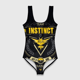 Купальник-боди 3D с принтом Pokemon Team Instinct в городе Новоалтайск, 82% полиэстер, 18% эластан | Круглая горловина, круглый вырез на спине | battle | drawing | entei | go | legendary | lugia | metagross | nintendo | pikachu | pokemon | raikou | squirtle | zapdos | брок | бульбазавр | мисти | монстр | пикачу | покемон | эш
