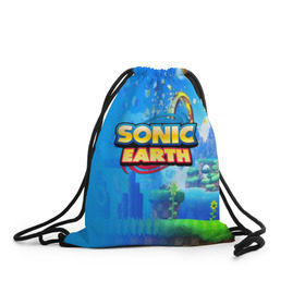 Рюкзак-мешок 3D с принтом SONIC EARTH в городе Новоалтайск, 100% полиэстер | плотность ткани — 200 г/м2, размер — 35 х 45 см; лямки — толстые шнурки, застежка на шнуровке, без карманов и подкладки | hedgehog | metal sonic | silver | silver the hedgehog | sonic | sonic boom | sonic the hedgehog | ёж сонник | игры | соник | фильмы
