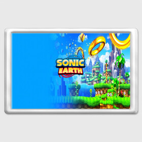Магнит 45*70 с принтом SONIC EARTH в городе Новоалтайск, Пластик | Размер: 78*52 мм; Размер печати: 70*45 | Тематика изображения на принте: hedgehog | metal sonic | silver | silver the hedgehog | sonic | sonic boom | sonic the hedgehog | ёж сонник | игры | соник | фильмы