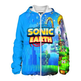 Мужская куртка 3D с принтом SONIC EARTH в городе Новоалтайск, ткань верха — 100% полиэстер, подклад — флис | прямой крой, подол и капюшон оформлены резинкой с фиксаторами, два кармана без застежек по бокам, один большой потайной карман на груди. Карман на груди застегивается на липучку | hedgehog | metal sonic | silver | silver the hedgehog | sonic | sonic boom | sonic the hedgehog | ёж сонник | игры | соник | фильмы