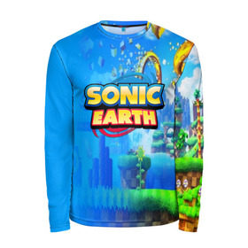 Мужской лонгслив 3D с принтом SONIC EARTH в городе Новоалтайск, 100% полиэстер | длинные рукава, круглый вырез горловины, полуприлегающий силуэт | hedgehog | metal sonic | silver | silver the hedgehog | sonic | sonic boom | sonic the hedgehog | ёж сонник | игры | соник | фильмы