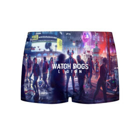 Мужские трусы 3D с принтом WATCH DOGS LEGION в городе Новоалтайск, 50% хлопок, 50% полиэстер | классическая посадка, на поясе мягкая тканевая резинка | action | ct os | ded sec | fox | game | hacker | legion | watch dogs | watch dogs 2 | watch dogs legion | знак лиса | игра | компьютерная игра | легион | хакер