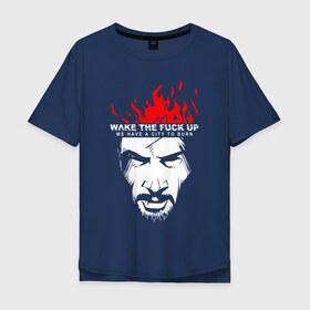 Мужская футболка хлопок Oversize с принтом SAMURAI KEANU REEVES в городе Новоалтайск, 100% хлопок | свободный крой, круглый ворот, “спинка” длиннее передней части | 2019 | cd project red | cyberpunk 2077 | hacker | keanu reeves | maelstrom | militech | night city | quadra | samurai | sci fi | trauma team | v | ви | киану ривз | киберпанк 2077 | логотип | роботы | самураи | фантаст