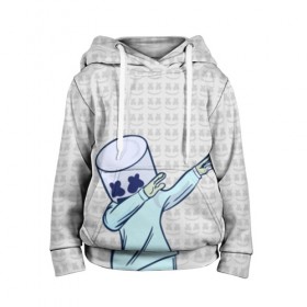 Детская толстовка 3D с принтом Marshmello в городе Новоалтайск, 100% полиэстер | двухслойный капюшон со шнурком для регулировки, мягкие манжеты на рукавах и по низу толстовки, спереди карман-кенгуру с мягким внутренним слоем | американский | диджей | маршмэллоу | музыкальный | продюсер