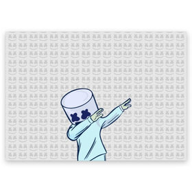 Поздравительная открытка с принтом Marshmello в городе Новоалтайск, 100% бумага | плотность бумаги 280 г/м2, матовая, на обратной стороне линовка и место для марки
 | американский | диджей | маршмэллоу | музыкальный | продюсер