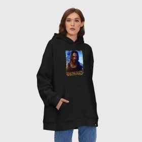 Худи SuperOversize хлопок с принтом SAMURAI KEANU REEVES в городе Новоалтайск, 70% хлопок, 30% полиэстер, мягкий начес внутри | карман-кенгуру, эластичная резинка на манжетах и по нижней кромке, двухслойный капюшон
 | 2019 | cd project red | cyberpunk 2077 | hacker | keanu reeves | maelstrom | militech | night city | quadra | samurai | sci fi | trauma team | v | ви | киану ривз | киберпанк 2077 | логотип | роботы | самураи | фантаст