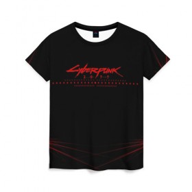 Женская футболка 3D с принтом Cyberpunk 2077 (Samurai). в городе Новоалтайск, 100% полиэфир ( синтетическое хлопкоподобное полотно) | прямой крой, круглый вырез горловины, длина до линии бедер | Тематика изображения на принте: 3d | cyberpunk 2077 | samurai | геометрия | игра | киберпанк 2077 | лого | логотип | надпись | полосы | самурай | стиль | текстура