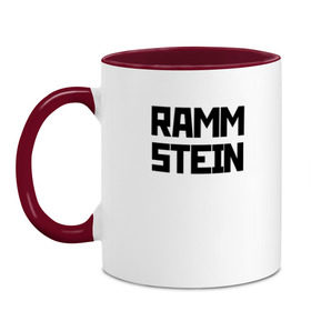 Кружка двухцветная с принтом RAMMSTEIN(+на спине) в городе Новоалтайск, керамика | объем — 330 мл, диаметр — 80 мм. Цветная ручка и кайма сверху, в некоторых цветах — вся внутренняя часть | Тематика изображения на принте: metallica | music | rammstein | rock | металл | металлика | музыка | раммштайн | рок | рок группа