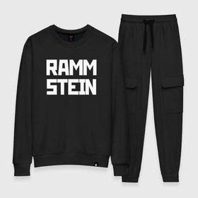 Женский костюм хлопок с принтом RAMMSTEIN(+на спине) в городе Новоалтайск, 100% хлопок | на свитшоте круглая горловина, мягкая резинка по низу. Брюки заужены к низу, на них два вида карманов: два 