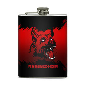 Фляга с принтом Rammstein dog в городе Новоалтайск, металлический корпус | емкость 0,22 л, размер 125 х 94 мм. Виниловая наклейка запечатывается полностью | Тематика изображения на принте: 2019 | dog | du hast | german | lindemann | rammstein | rammsteinfan | ramstein | till | группы | линдеманн | метал | музыка | овчарка | рамштаин | рамштайн | рамштейн | рок | собака | тилль | тиль
