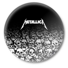 Значок с принтом METALLICA (НА СПИНЕ) в городе Новоалтайск,  металл | круглая форма, металлическая застежка в виде булавки | matters metallica | music | nothing else | rock | trash metal | группа | музыка | музыканты | рок | трэш металл