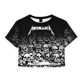 Женская футболка Cropp-top с принтом METALLICA (НА СПИНЕ) в городе Новоалтайск, 100% полиэстер | круглая горловина, длина футболки до линии талии, рукава с отворотами | Тематика изображения на принте: matters metallica | music | nothing else | rock | trash metal | группа | музыка | музыканты | рок | трэш металл