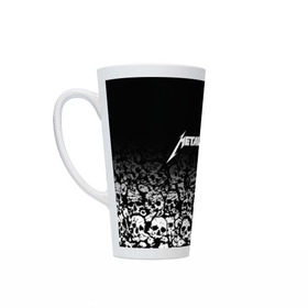 Кружка Латте с принтом METALLICA (НА СПИНЕ) в городе Новоалтайск, Белая керамика | Объем 480 мл; Высота 150 мм; Диаметр 90 мм | Тематика изображения на принте: matters metallica | music | nothing else | rock | trash metal | группа | музыка | музыканты | рок | трэш металл