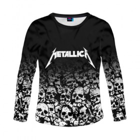 Женский лонгслив 3D с принтом METALLICA (НА СПИНЕ) в городе Новоалтайск, 100% полиэстер | длинные рукава, круглый вырез горловины, полуприлегающий силуэт | Тематика изображения на принте: matters metallica | music | nothing else | rock | trash metal | группа | музыка | музыканты | рок | трэш металл