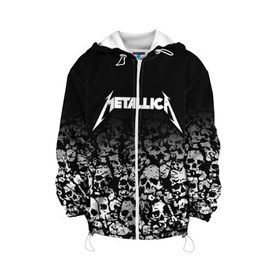 Детская куртка 3D с принтом METALLICA (НА СПИНЕ) в городе Новоалтайск, 100% полиэстер | застежка — молния, подол и капюшон оформлены резинкой с фиксаторами, по бокам — два кармана без застежек, один потайной карман на груди, плотность верхнего слоя — 90 г/м2; плотность флисового подклада — 260 г/м2 | matters metallica | music | nothing else | rock | trash metal | группа | музыка | музыканты | рок | трэш металл