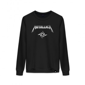 Женский свитшот хлопок с принтом METALLICA (НА СПИНЕ) в городе Новоалтайск, 100% хлопок | прямой крой, круглый вырез, на манжетах и по низу широкая трикотажная резинка  | Тематика изображения на принте: matters metallica | music | nothing else | rock | trash metal | группа | музыка | музыканты | рок | трэш металл