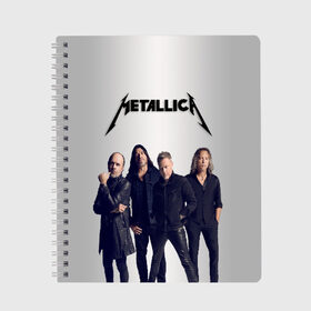 Тетрадь с принтом Metallica в городе Новоалтайск, 100% бумага | 48 листов, плотность листов — 60 г/м2, плотность картонной обложки — 250 г/м2. Листы скреплены сбоку удобной пружинной спиралью. Уголки страниц и обложки скругленные. Цвет линий — светло-серый
 | hard rock | heavy metal | metal | metallica | rock | trash metal | группа | металика | металлика | рок | трэш | хардрок