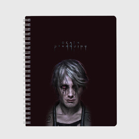 Тетрадь с принтом Death Stranding в городе Новоалтайск, 100% бумага | 48 листов, плотность листов — 60 г/м2, плотность картонной обложки — 250 г/м2. Листы скреплены сбоку удобной пружинной спиралью. Уголки страниц и обложки скругленные. Цвет линий — светло-серый
 | death | hilermo del toro | kojima productions | norman reedus | rdds19 | sam briges | stranding | кодзима | леа сейду | лея | макс | миккельсен | норман | ридус | сэм бриджес