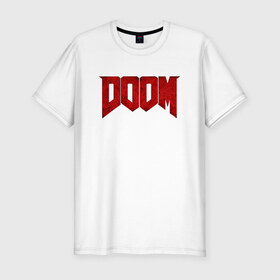 Мужская футболка премиум с принтом DOOM в городе Новоалтайск, 92% хлопок, 8% лайкра | приталенный силуэт, круглый вырез ворота, длина до линии бедра, короткий рукав | bethesda | dead | death | doom | doom eternal | game | games | metal | monster | ps4 | space | steam | xbox | дум | игра | космос | метал | меч | экшн