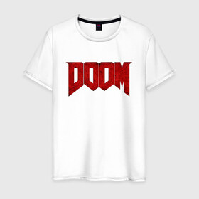 Мужская футболка хлопок с принтом DOOM в городе Новоалтайск, 100% хлопок | прямой крой, круглый вырез горловины, длина до линии бедер, слегка спущенное плечо. | bethesda | dead | death | doom | doom eternal | game | games | metal | monster | ps4 | space | steam | xbox | дум | игра | космос | метал | меч | экшн