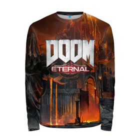 Мужской лонгслив 3D с принтом DOOM Eternal в городе Новоалтайск, 100% полиэстер | длинные рукава, круглый вырез горловины, полуприлегающий силуэт | bethesda | dead | death | doom | doom eternal | game | games | metal | monster | ps4 | space | steam | xbox | дум | игра | космос | метал | меч | экшн