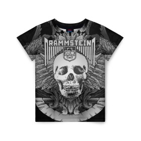 Детская футболка 3D с принтом Rammstein в городе Новоалтайск, 100% гипоаллергенный полиэфир | прямой крой, круглый вырез горловины, длина до линии бедер, чуть спущенное плечо, ткань немного тянется | Тематика изображения на принте: du hast | heavy | herzeleid | metal | mutter | rammstein | reise | rosenrot | sehnsucht | till lindemann | группа | метал | рамштайн | рок | тилль линдеманн | хард