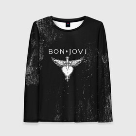 Женский лонгслив 3D с принтом Bon Jovi в городе Новоалтайск, 100% полиэстер | длинные рукава, круглый вырез горловины, полуприлегающий силуэт | bon jovi | john | альбом | арена | бон | бон джови | глэм | группа | джови | джон | метал | музыка | надпись | песни | поп | попрок | рок | рокер | смайл | солист | софт | стена | хард | хеви | хевиметал
