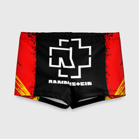 Детские купальные плавки 3D с принтом RAMMSTEIN в городе Новоалтайск, Полиэстер 85%, Спандекс 15% | Слитный крой, подклад по переду изделия, узкие бретели | Тематика изображения на принте: music | rammstein | rock | группа | музыка | музыканты | рамштайн | рок
