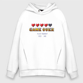 Мужское худи Oversize хлопок с принтом Game Over в городе Новоалтайск, френч-терри — 70% хлопок, 30% полиэстер. Мягкий теплый начес внутри —100% хлопок | боковые карманы, эластичные манжеты и нижняя кромка, капюшон на магнитной кнопке | cyberpunk | game over | gamer | абстракция | игра закончена | конец игры | полосы | рябь | экшн