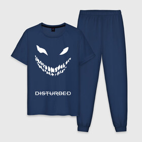 Мужская пижама хлопок с принтом DISTURBED FACE в городе Новоалтайск, 100% хлопок | брюки и футболка прямого кроя, без карманов, на брюках мягкая резинка на поясе и по низу штанин
 | disturbed | music | rock | группа | музыка | музыканты | рок