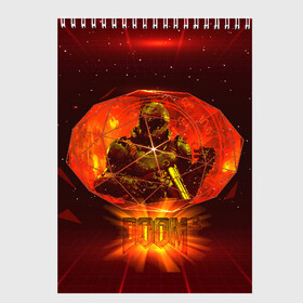 Скетчбук с принтом Doom Enternal в городе Новоалтайск, 100% бумага
 | 48 листов, плотность листов — 100 г/м2, плотность картонной обложки — 250 г/м2. Листы скреплены сверху удобной пружинной спиралью | 3d | doom enternal | игра | компьютерная | логотип | темный | шутер