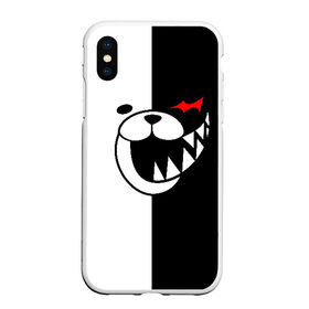 Чехол для iPhone XS Max матовый с принтом MONOKUMA в городе Новоалтайск, Силикон | Область печати: задняя сторона чехла, без боковых панелей | anime | bear | black  white | danganronpa | kurokuma | monodam | monokuma | monomi | monotaro | pink | rabbit | school | shirokuma | аниме | главарь | мoноми | монокума | черно белый | школа