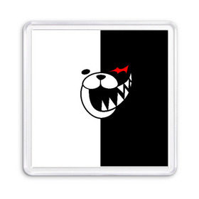 Магнит 55*55 с принтом MONOKUMA в городе Новоалтайск, Пластик | Размер: 65*65 мм; Размер печати: 55*55 мм | anime | bear | black  white | danganronpa | kurokuma | monodam | monokuma | monomi | monotaro | pink | rabbit | school | shirokuma | аниме | главарь | мoноми | монокума | черно белый | школа