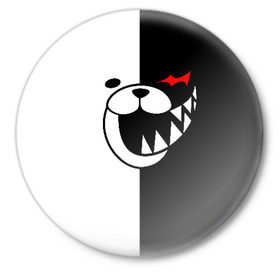 Значок с принтом MONOKUMA в городе Новоалтайск,  металл | круглая форма, металлическая застежка в виде булавки | Тематика изображения на принте: anime | bear | black  white | danganronpa | kurokuma | monodam | monokuma | monomi | monotaro | pink | rabbit | school | shirokuma | аниме | главарь | мoноми | монокума | черно белый | школа