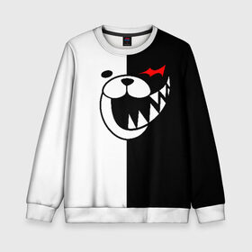 Детский свитшот 3D с принтом MONOKUMA в городе Новоалтайск, 100% полиэстер | свободная посадка, прямой крой, мягкая тканевая резинка на рукавах и понизу свитшота | anime | bear | black  white | danganronpa | kurokuma | monodam | monokuma | monomi | monotaro | pink | rabbit | school | shirokuma | аниме | главарь | мoноми | монокума | черно белый | школа