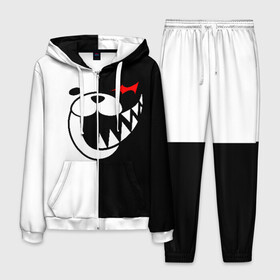 Мужской костюм 3D с принтом MONOKUMA в городе Новоалтайск, 100% полиэстер | Манжеты и пояс оформлены тканевой резинкой, двухслойный капюшон со шнурком для регулировки, карманы спереди | anime | bear | black  white | danganronpa | kurokuma | monodam | monokuma | monomi | monotaro | pink | rabbit | school | shirokuma | аниме | главарь | мoноми | монокума | черно белый | школа