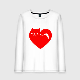 Женский лонгслив хлопок с принтом Love Cat в городе Новоалтайск, 100% хлопок |  | animal | cat | cute | heart | kitty | meow | друг | животные | киска | китти | кот | котенок | котик | кошечка | кошка | лев | леопард | любовь | милый | мур | мышь | мяу | пантера | питомец | рысь | сердце | тигр | улыбка
